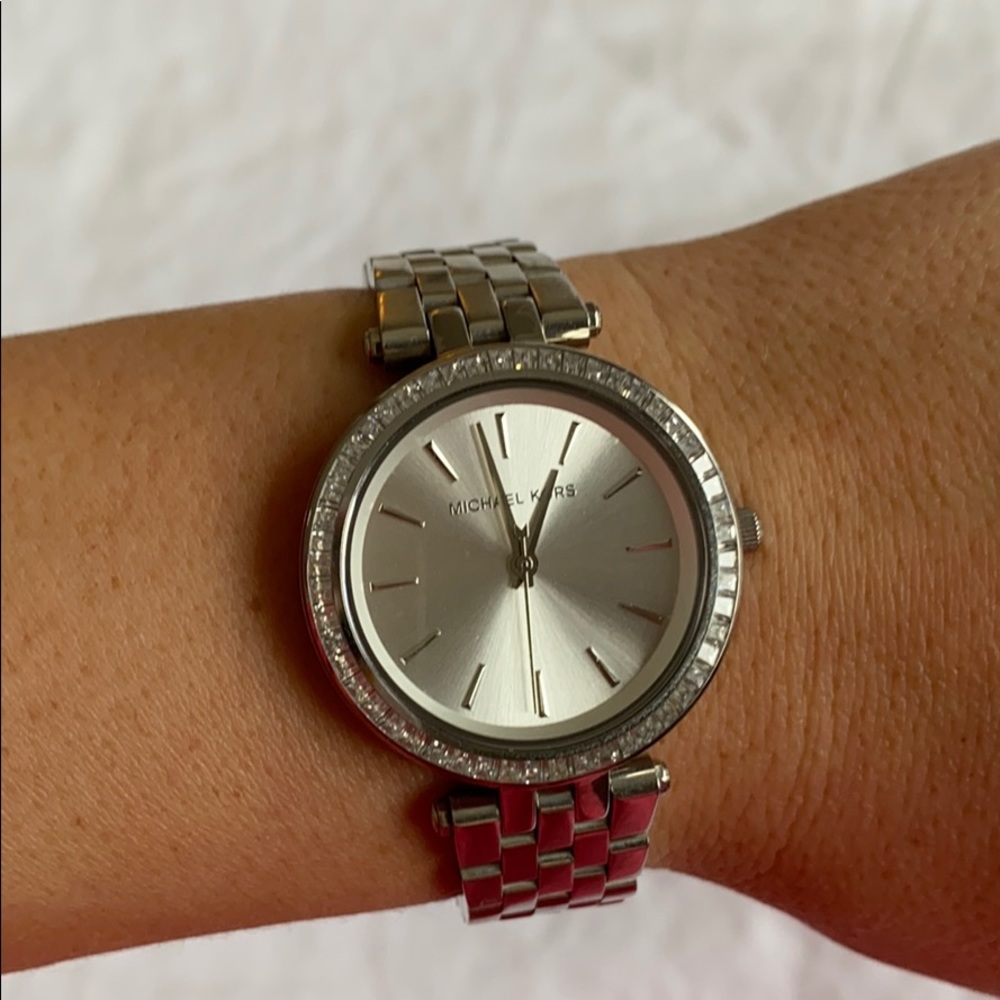 Silver Michael Kors watch with crystal detail